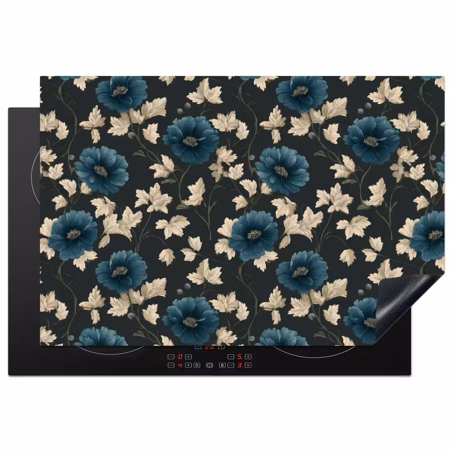 Botanisch - Bloemen - Blauw Inductie beschermer vinyl 3mm klein 276 -3d