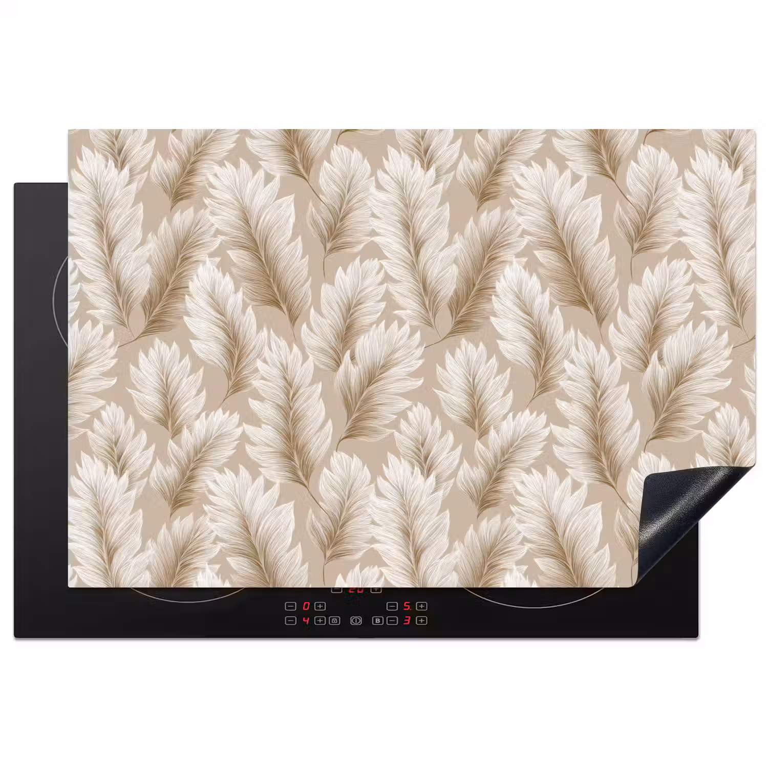 Botanisch - Patroon - Beige Inductie beschermer vinyl 3mm klein 276 -3d