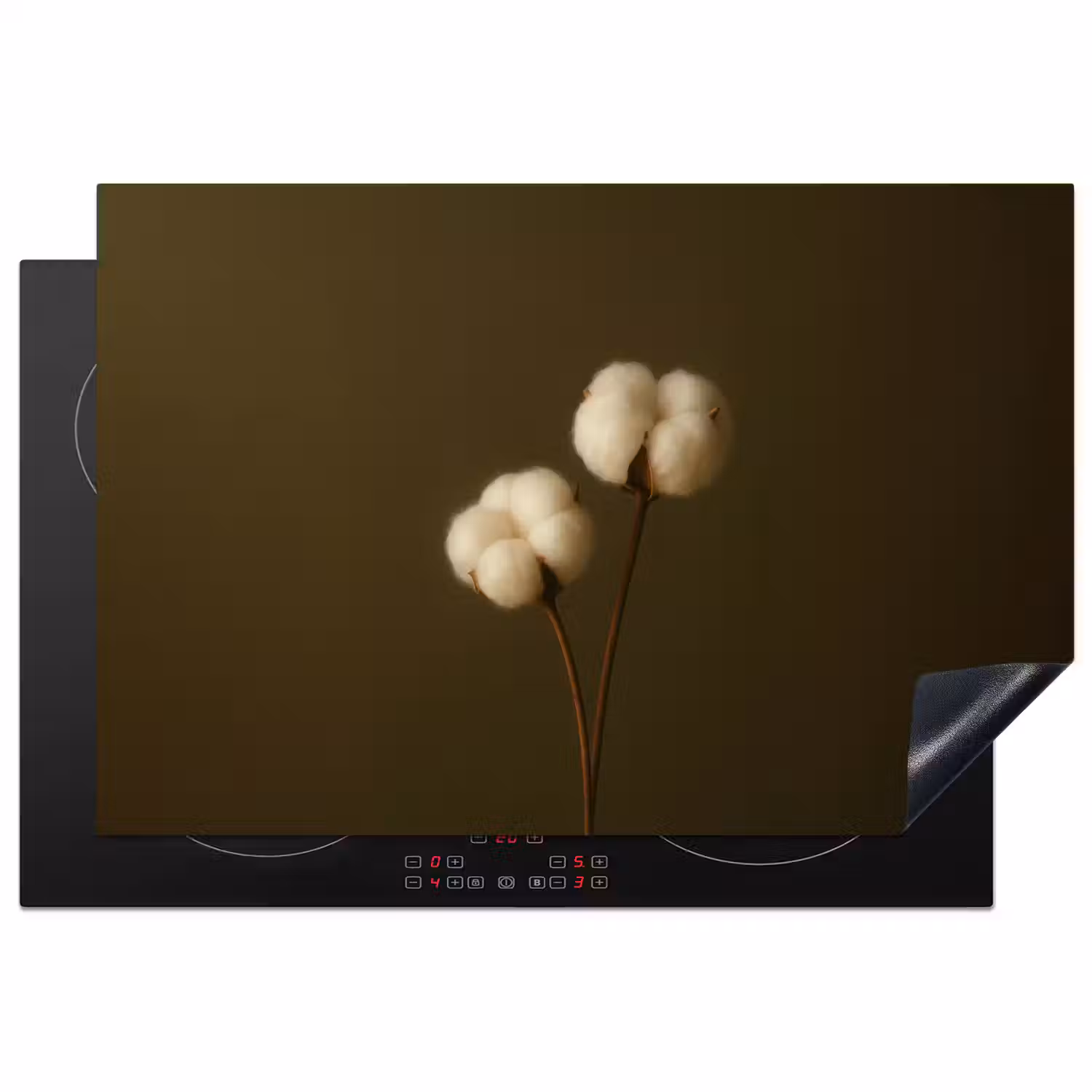 Takken - Katoen - Wit - Bollen Inductie beschermer vinyl 3mm klein -3d