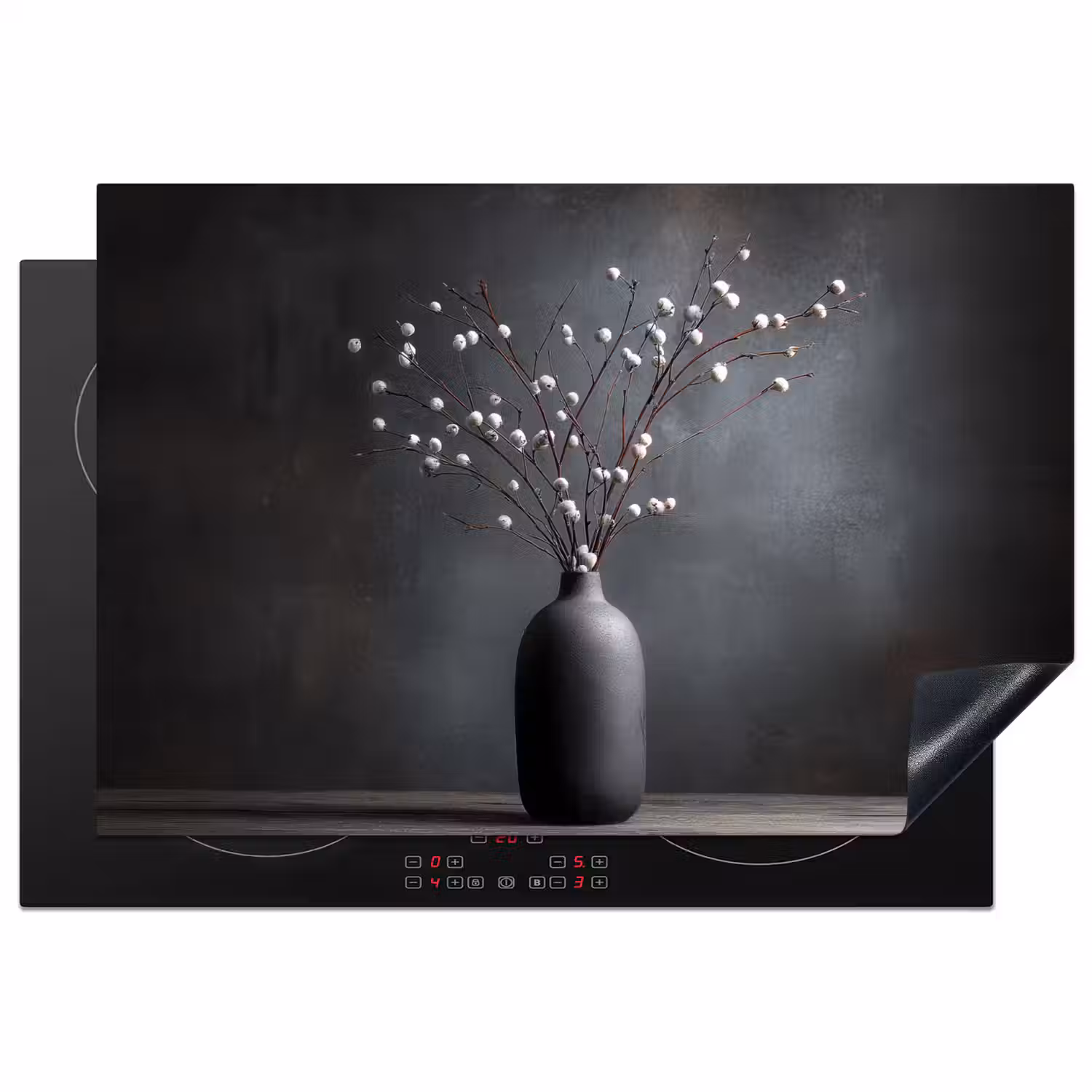 Takken - Vaas - Bolletjes - Wit Inductie beschermer vinyl 3mm klein -3d