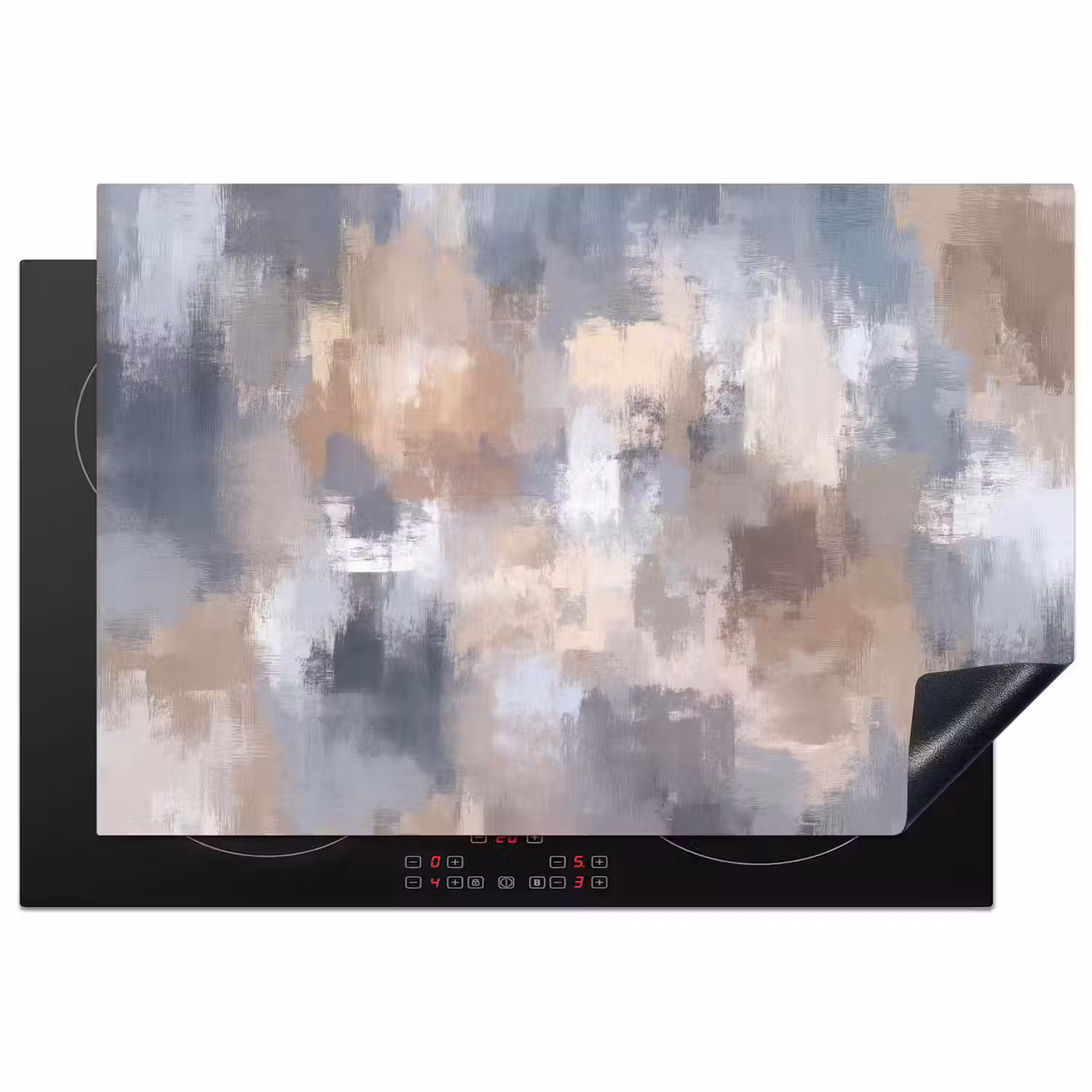 Penseelstreken - Schilderij - Beige Inductie beschermer vinyl 3mm klein -3d