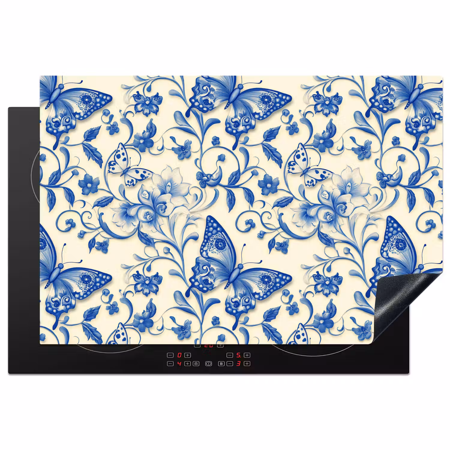 Vlinders - Bloemen - Blauw - Botanisch Inductie beschermer vinyl 3mm klein 276 -3d