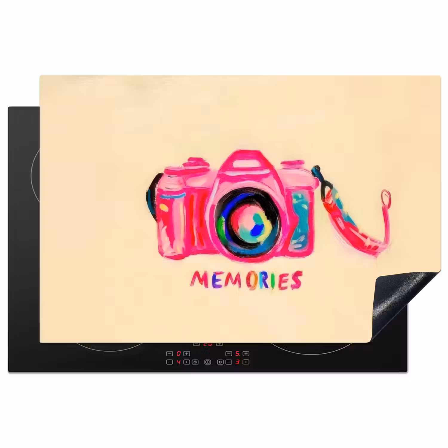 Camera - Memories - Roze - Geschilderd Inductie beschermer vinyl 3mm klein -3d