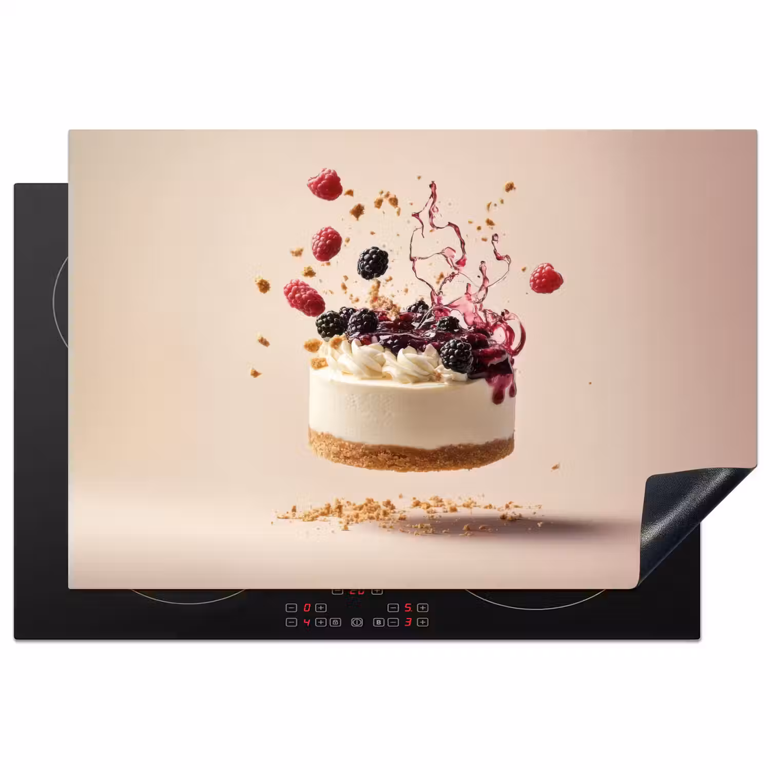 Cheesecake - Eten - Roze - Taart Inductie beschermer vinyl 3mm klein -3d