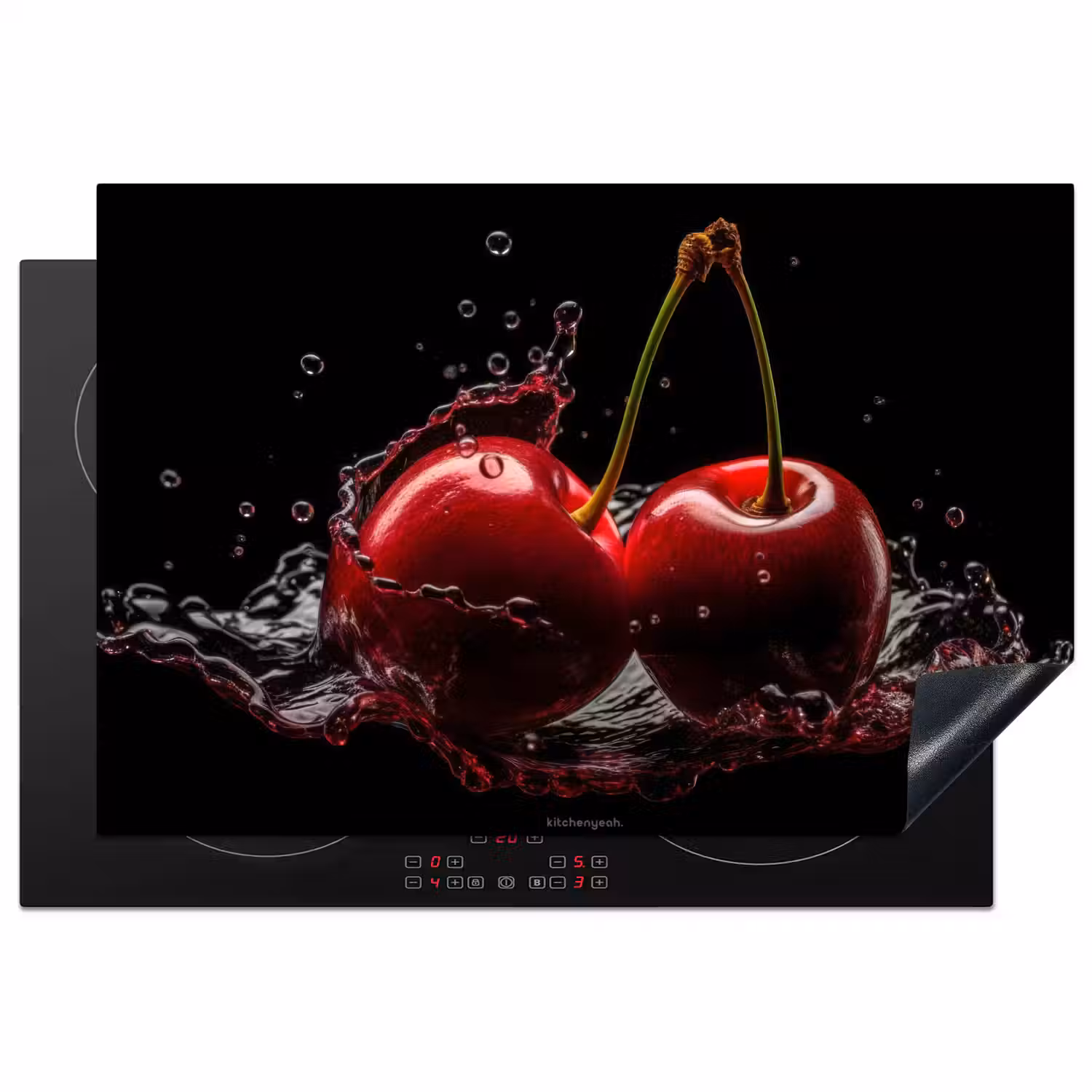 Kersen - Fruit - Water Inductie beschermer vinyl 3mm klein -3d