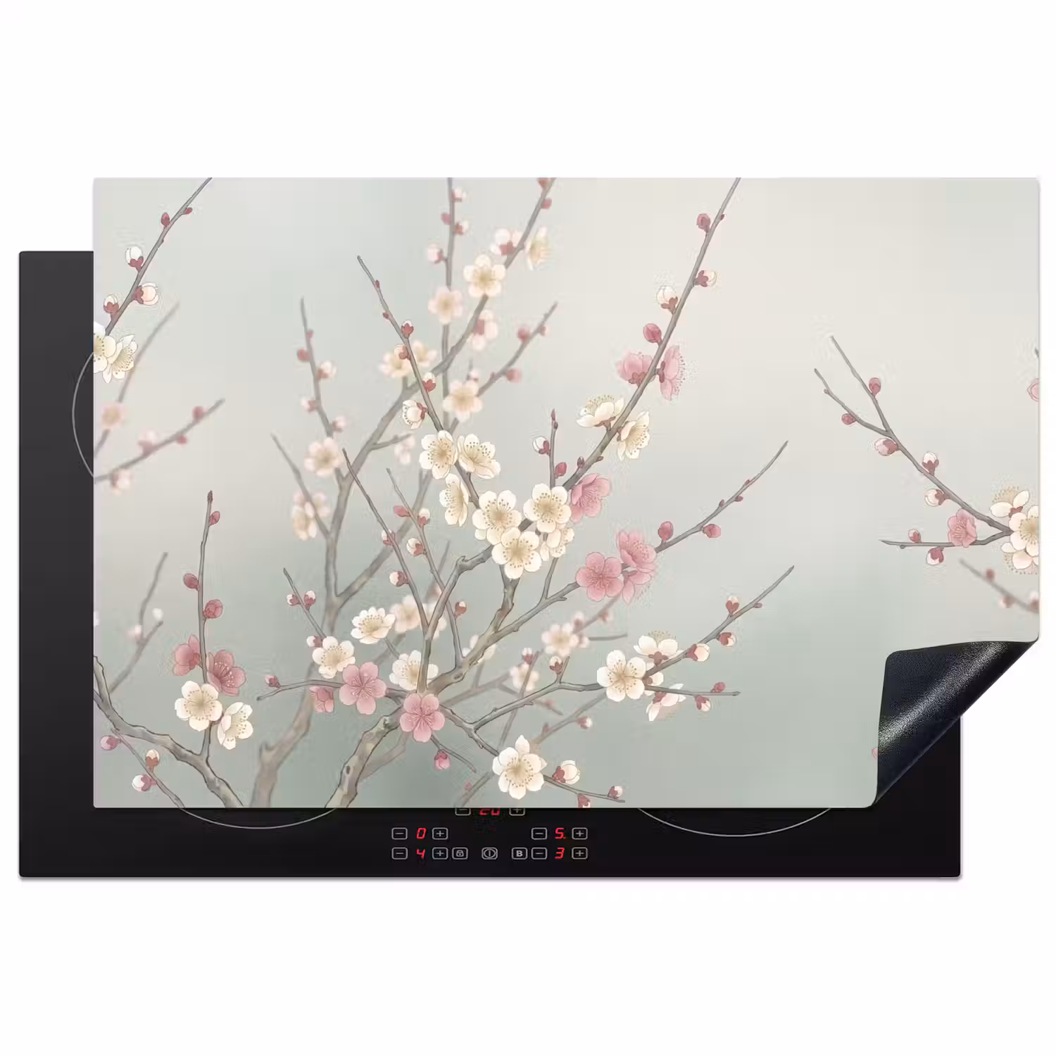 Kersen - Bloesem - Groen Inductie beschermer vinyl 3mm klein -3d