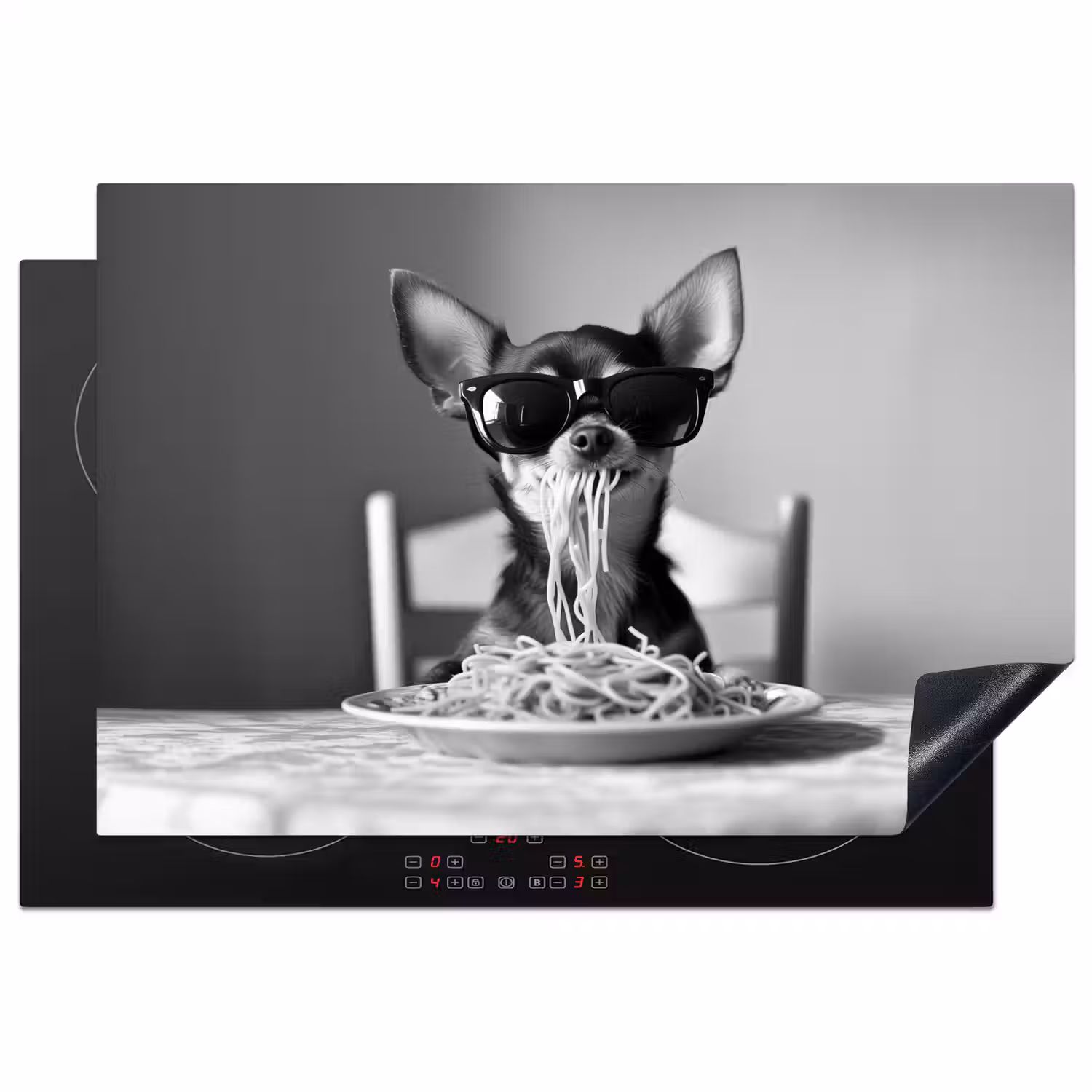 Chihuahua - Hond - Zonnebril - Humoristisch - Zwart - Wit - Spaghetti Inductie beschermer vinyl 3mm klein -3d