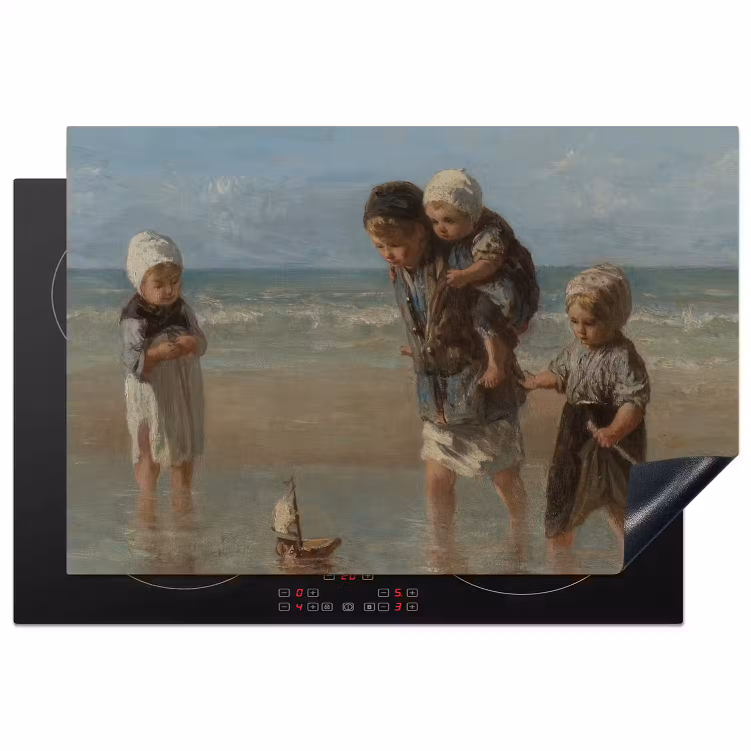 Kinderen der zee - Schilderij van Jozef Israëls Inductie beschermer vinyl 3mm klein -3d