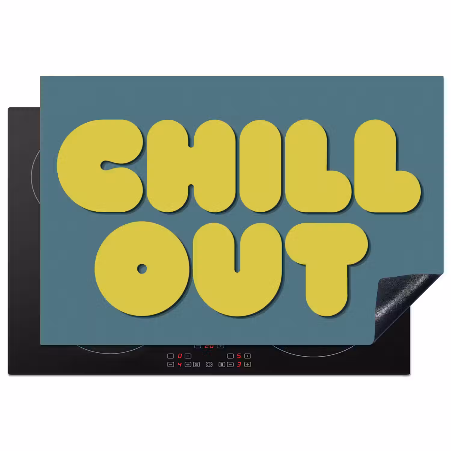 Chill out - Geel - Blauw Inductie beschermer vinyl 3mm klein -3d