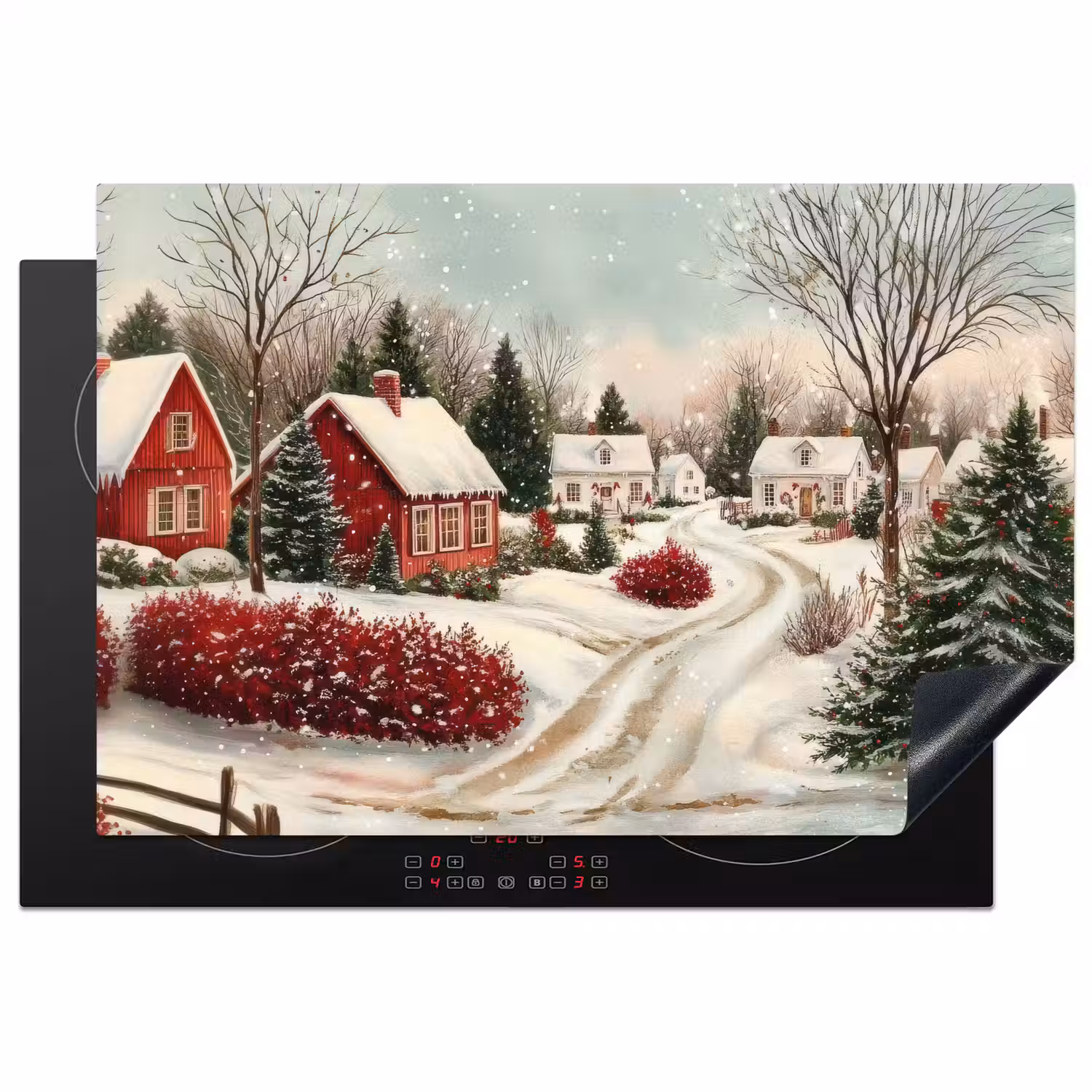 Kerstsfeer - Landelijk - Rood Inductie beschermer vinyl 3mm klein -3d