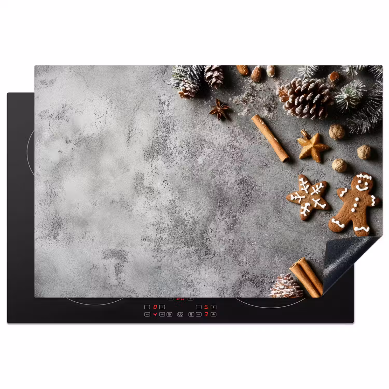Kerst - Bakken - Grijs - Landelijk Inductie beschermer vinyl 3mm klein -3d