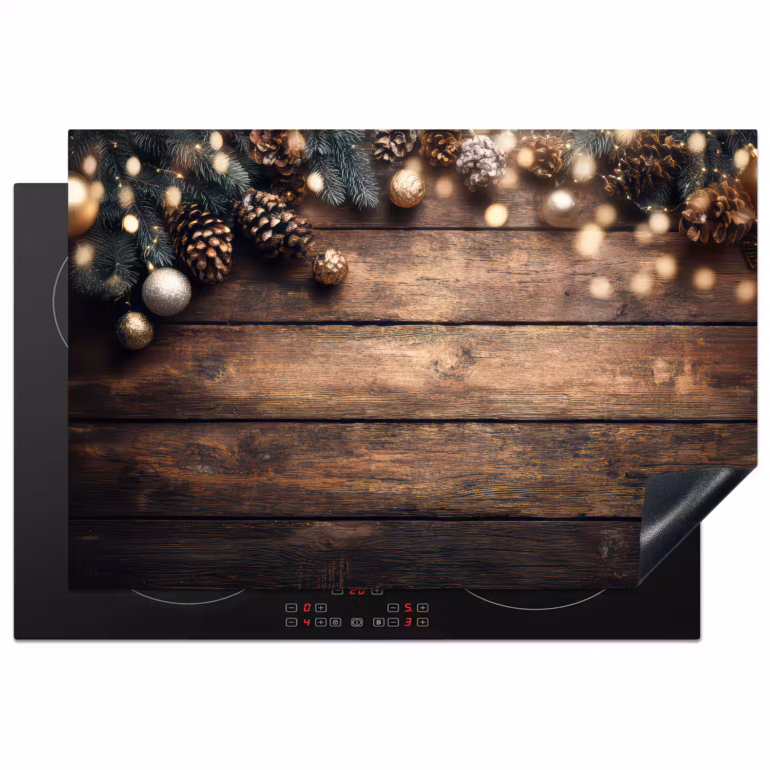 Kerstdecoratie - Houten - Dennenappel - Bruin Inductie beschermer vinyl 3mm klein -3d