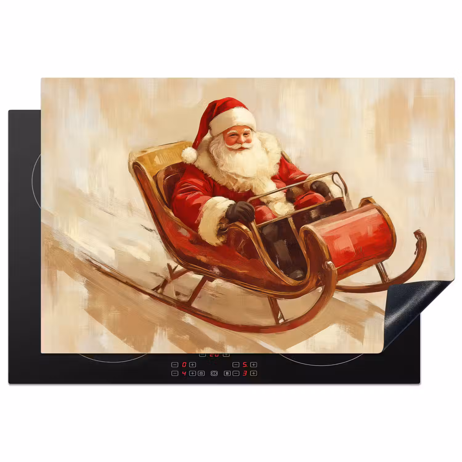 Kerst - Slee - Kerstman Inductie beschermer vinyl 3mm klein -3d