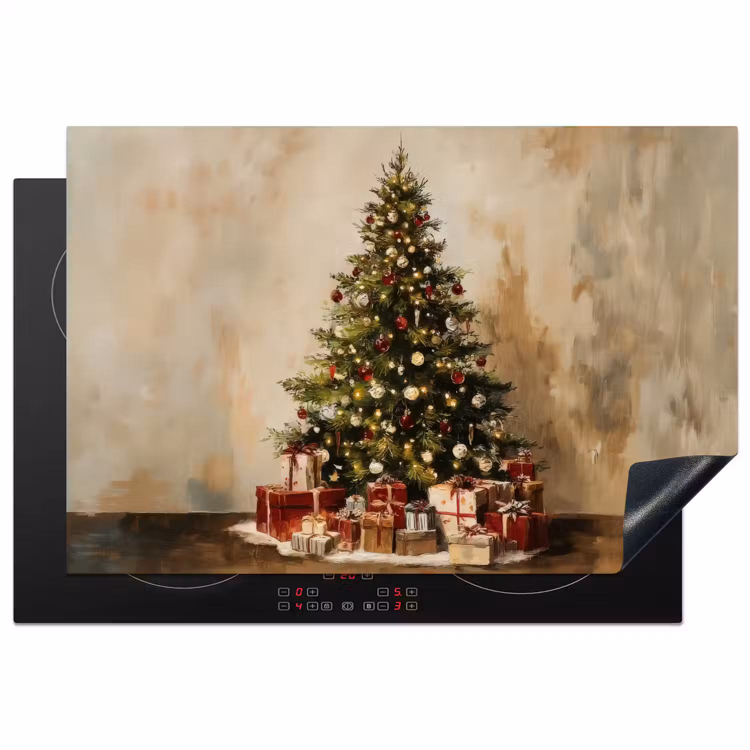 Kerstboom - Versierd - Kleurrijk Inductie beschermer vinyl 3mm klein -3d