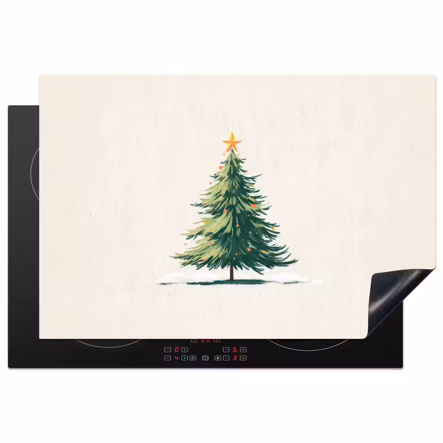 Kerstboom - Illustratie - Ster - Sneeuw Inductie beschermer vinyl 3mm klein -3d