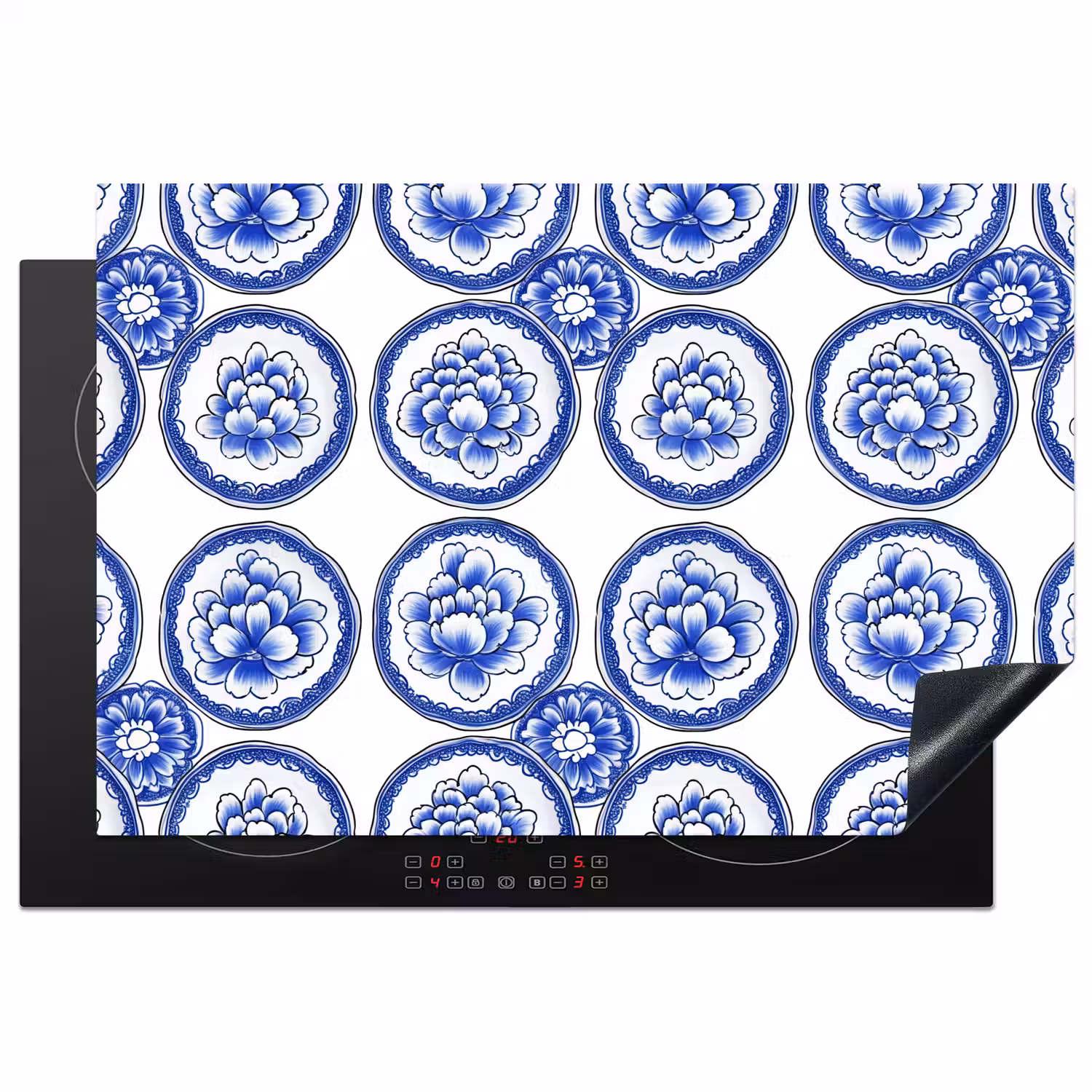 Cirkels - Bloemen - Blauw Inductie beschermer vinyl 3mm klein 276 -3d