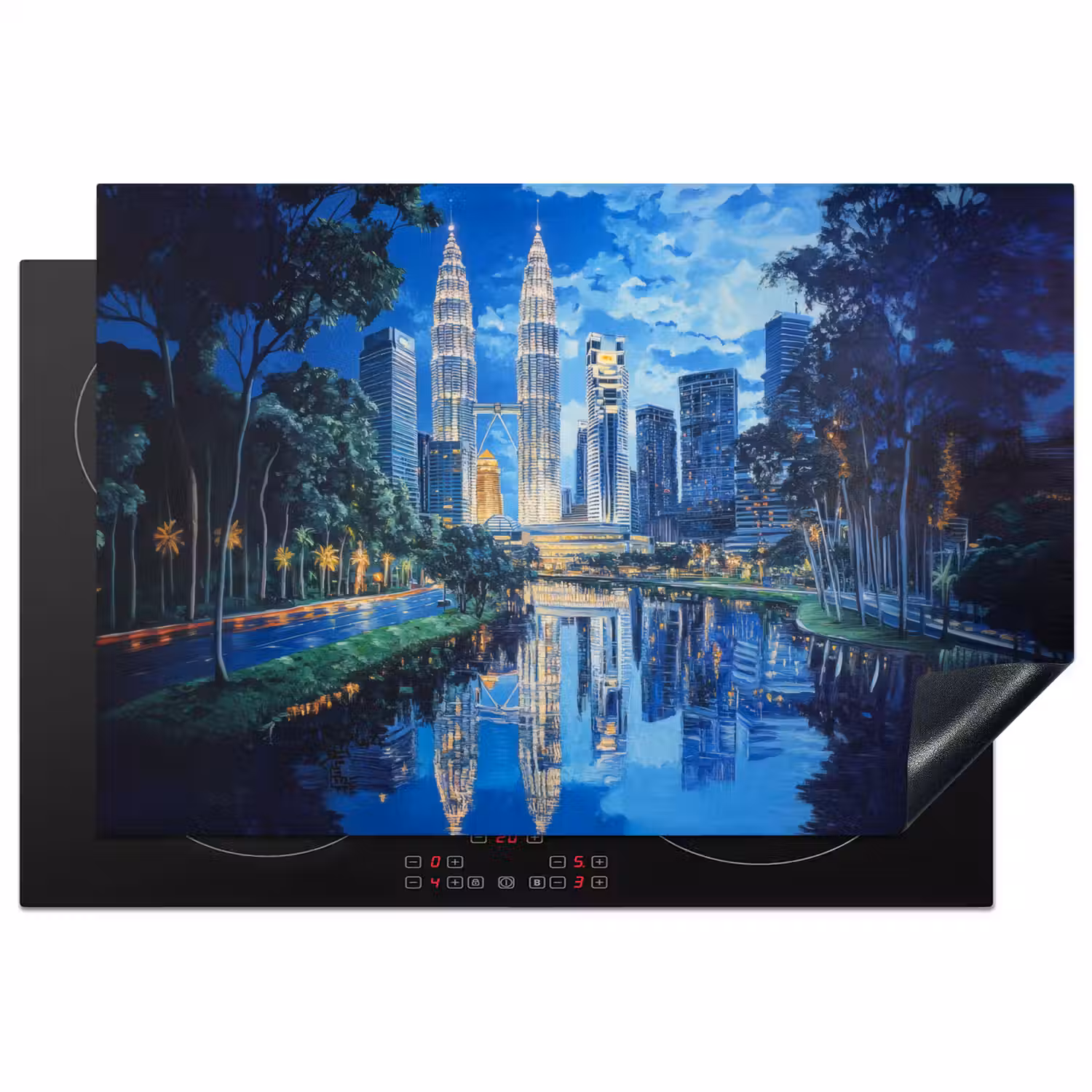 Stad Kuala Lumpur - Skyline - Wolkenkrabbers - Water Inductie beschermer vinyl 3mm klein -3d
