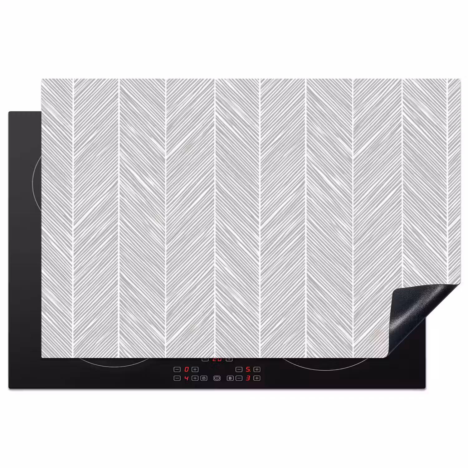 Klassiek - Visgraat - Grijs Inductie beschermer vinyl 3mm klein 276 -3d