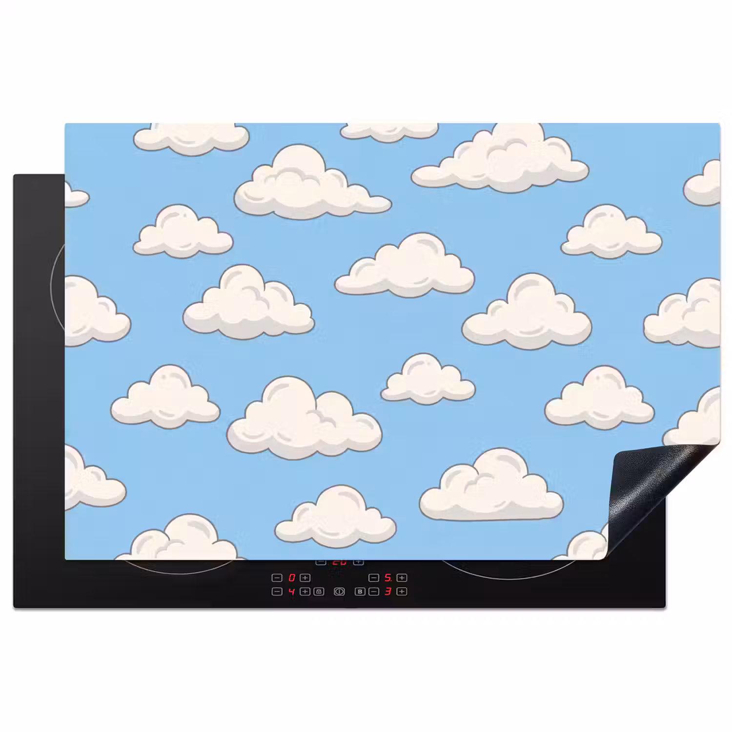 Wolk - Cartoon - Lucht - Blauw - Wit Inductie beschermer vinyl 3mm klein -3d