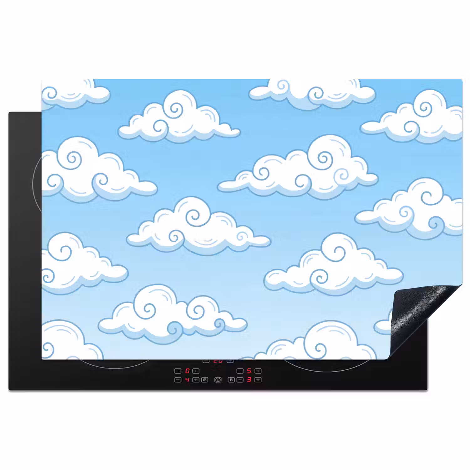 Wolk - Lucht - Cartoon - Blauw - Wit Inductie beschermer vinyl 3mm klein -3d
