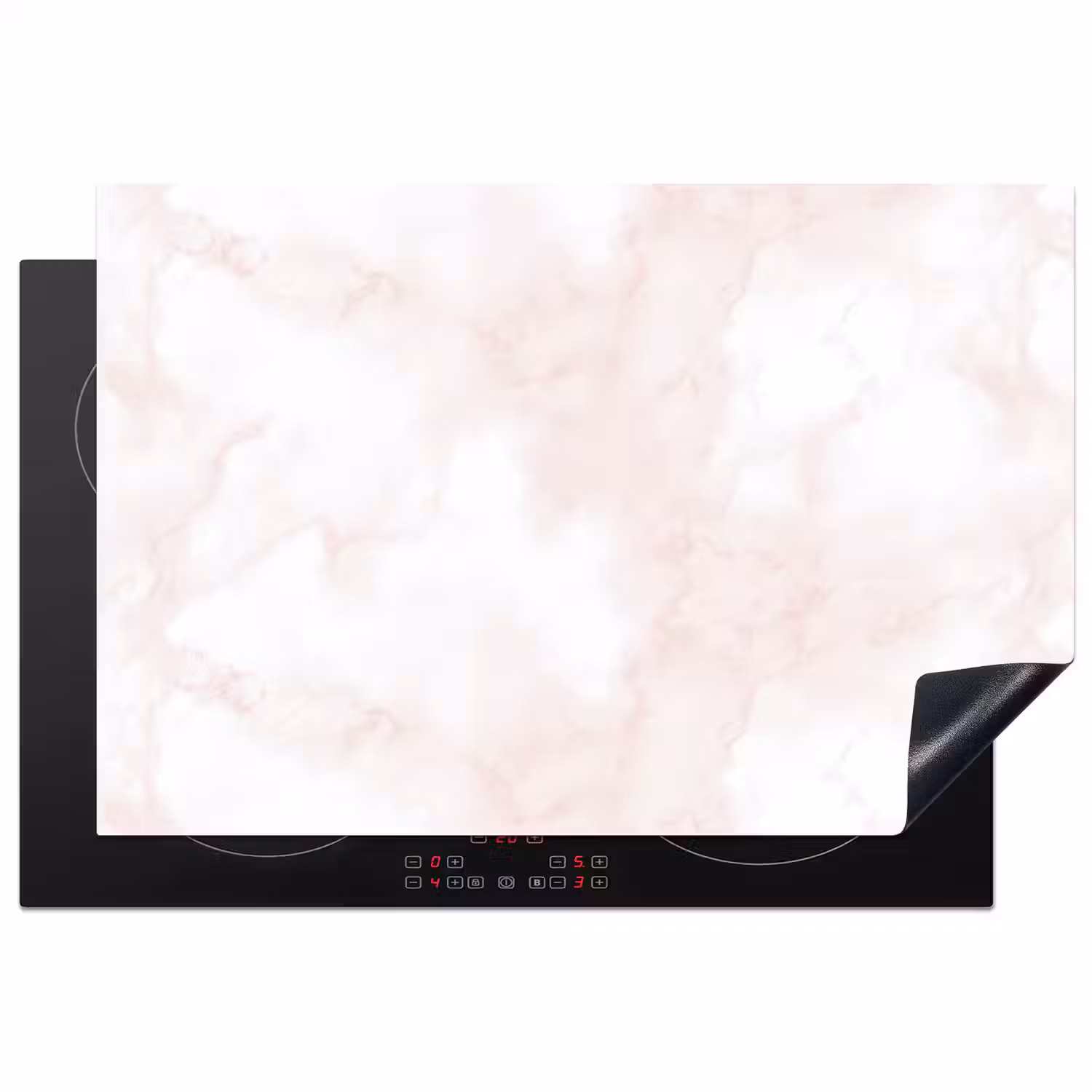 Wolkenstructuur - Roze - Marmer Inductie beschermer vinyl 3mm klein 276 -3d