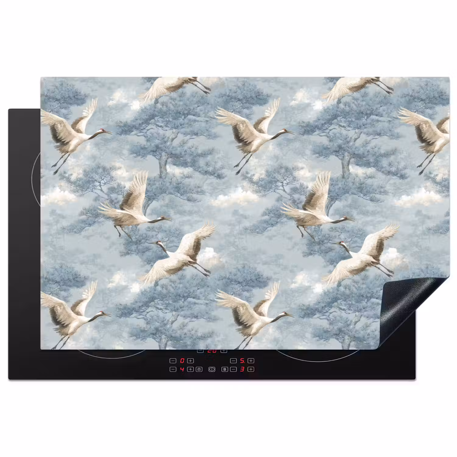 Wolken - Kraanvogels - Blauw Inductie beschermer vinyl 3mm klein 276 -3d