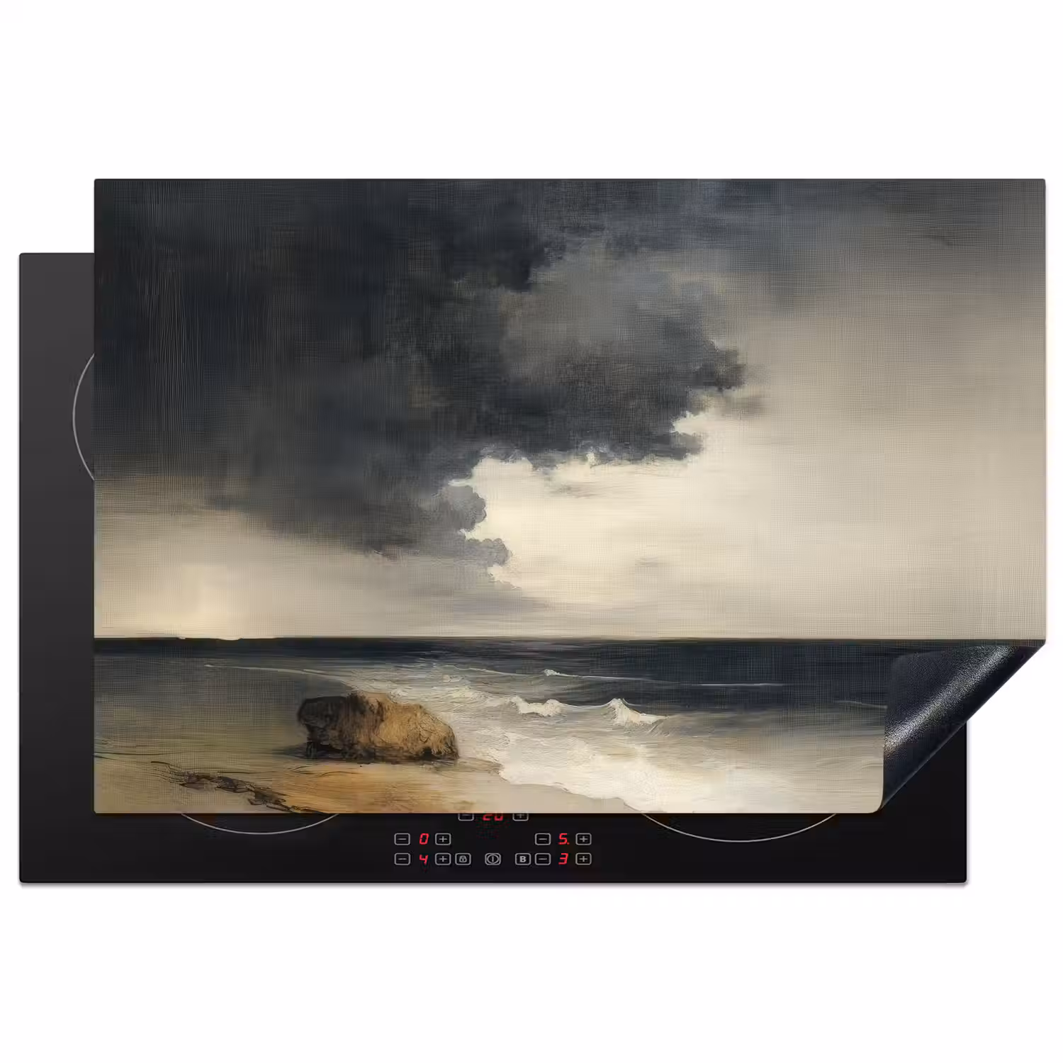 Kust - Golven - Rots - Storm Inductie beschermer vinyl 3mm klein -3d