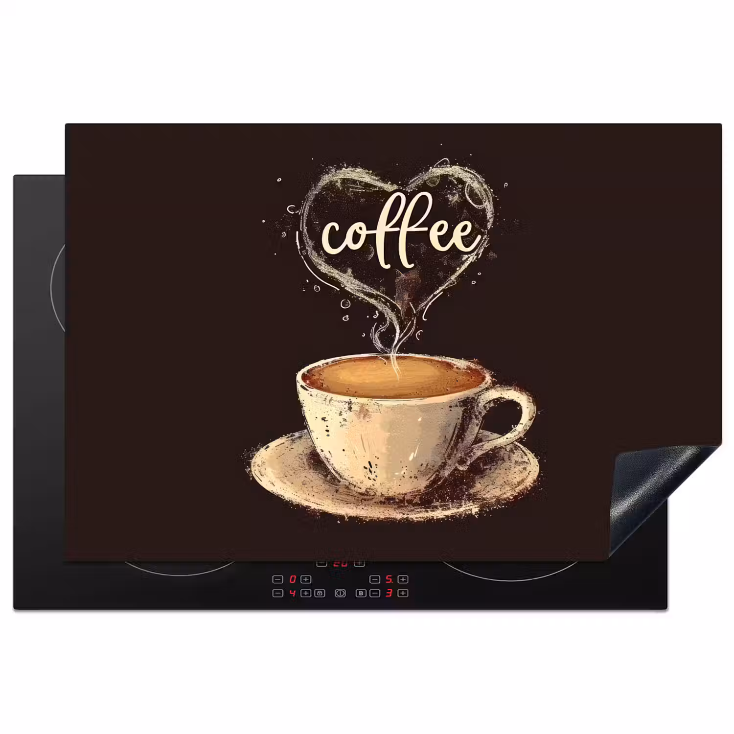Koffie - Quote - Hartje - Coffee Inductie beschermer vinyl 3mm klein -3d
