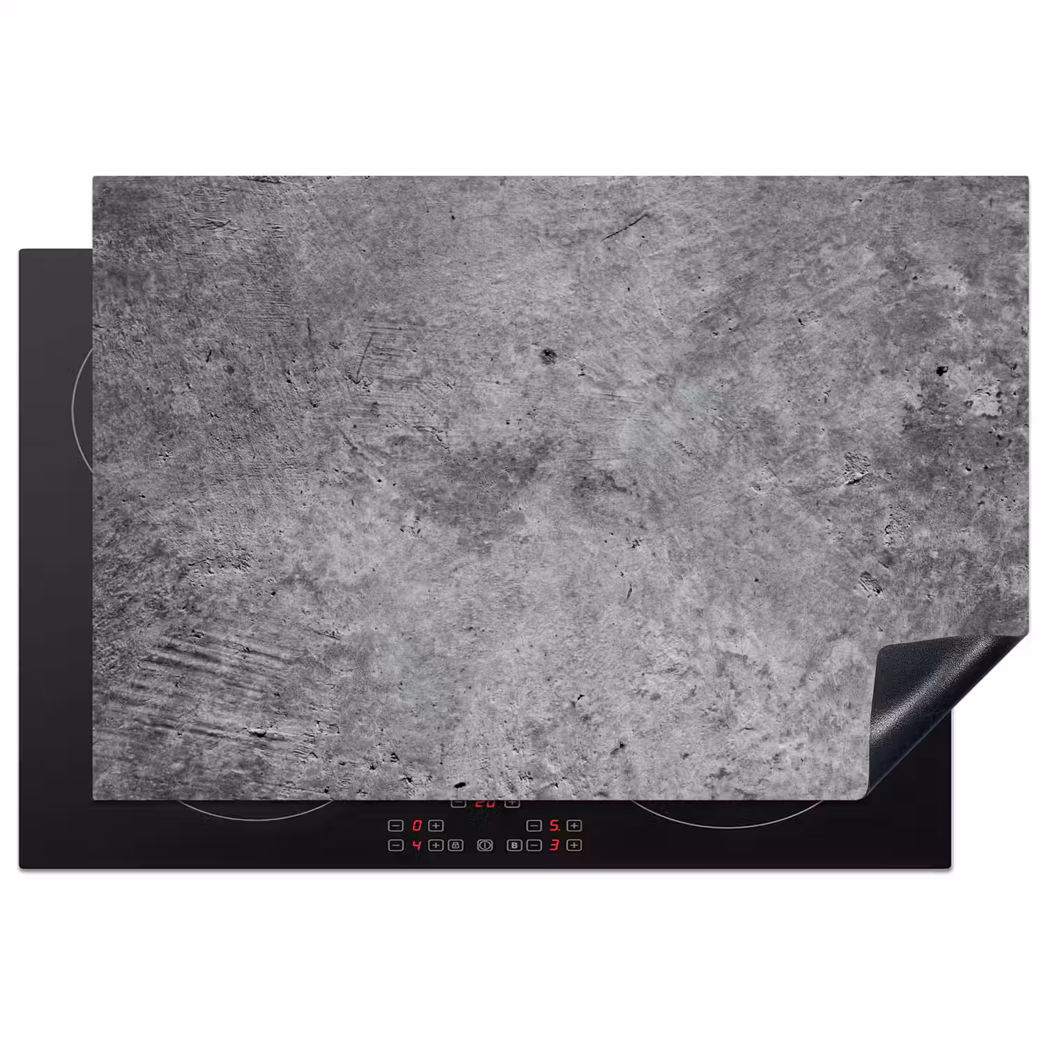 Beton - Leisteen - Grijs -Betonstructuur Inductie beschermer vinyl 3mm klein -3d