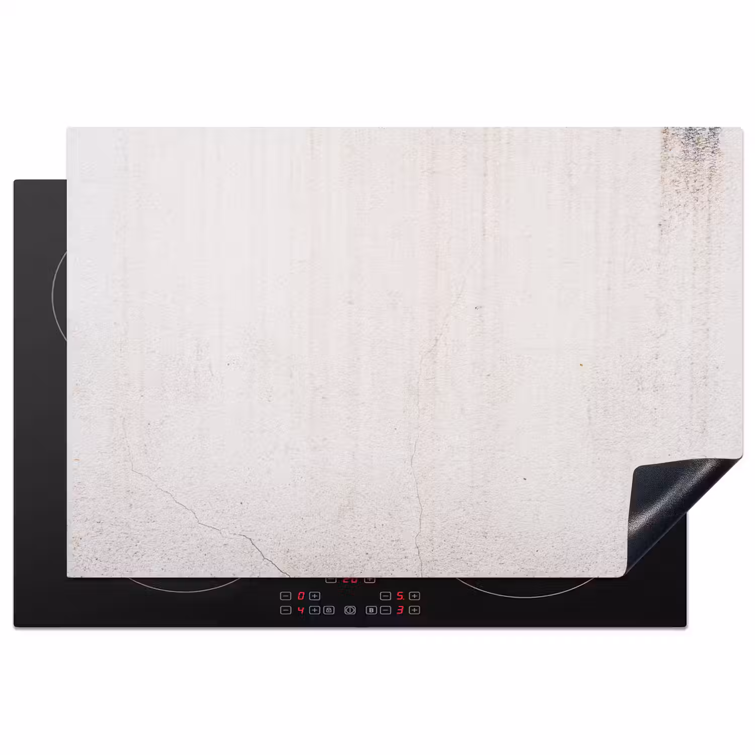 Beton - Muur - Wit Inductie beschermer vinyl 3mm klein -3d