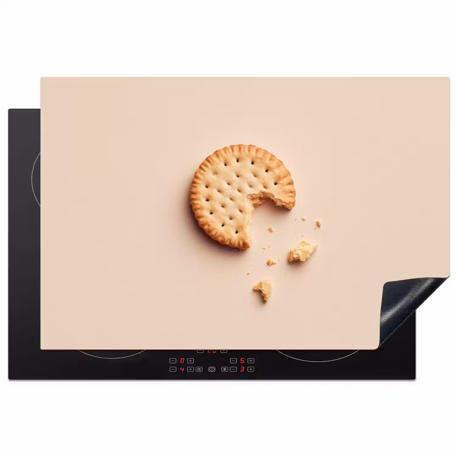 Koekje - Kruimels - beige Inductie beschermer vinyl 3mm klein -3d