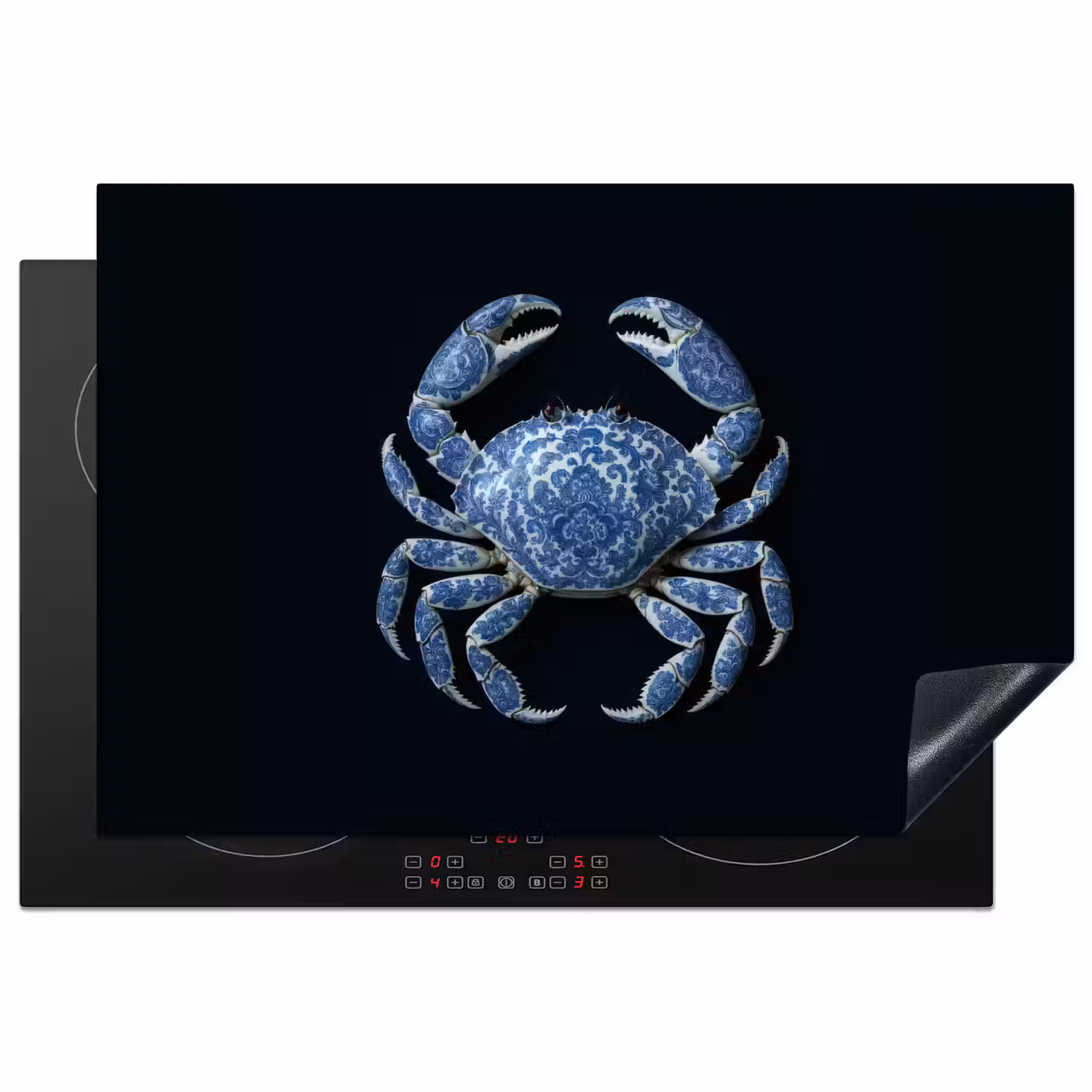 Krab - Delfts blauw - Dieren Inductie beschermer vinyl 3mm klein -3d