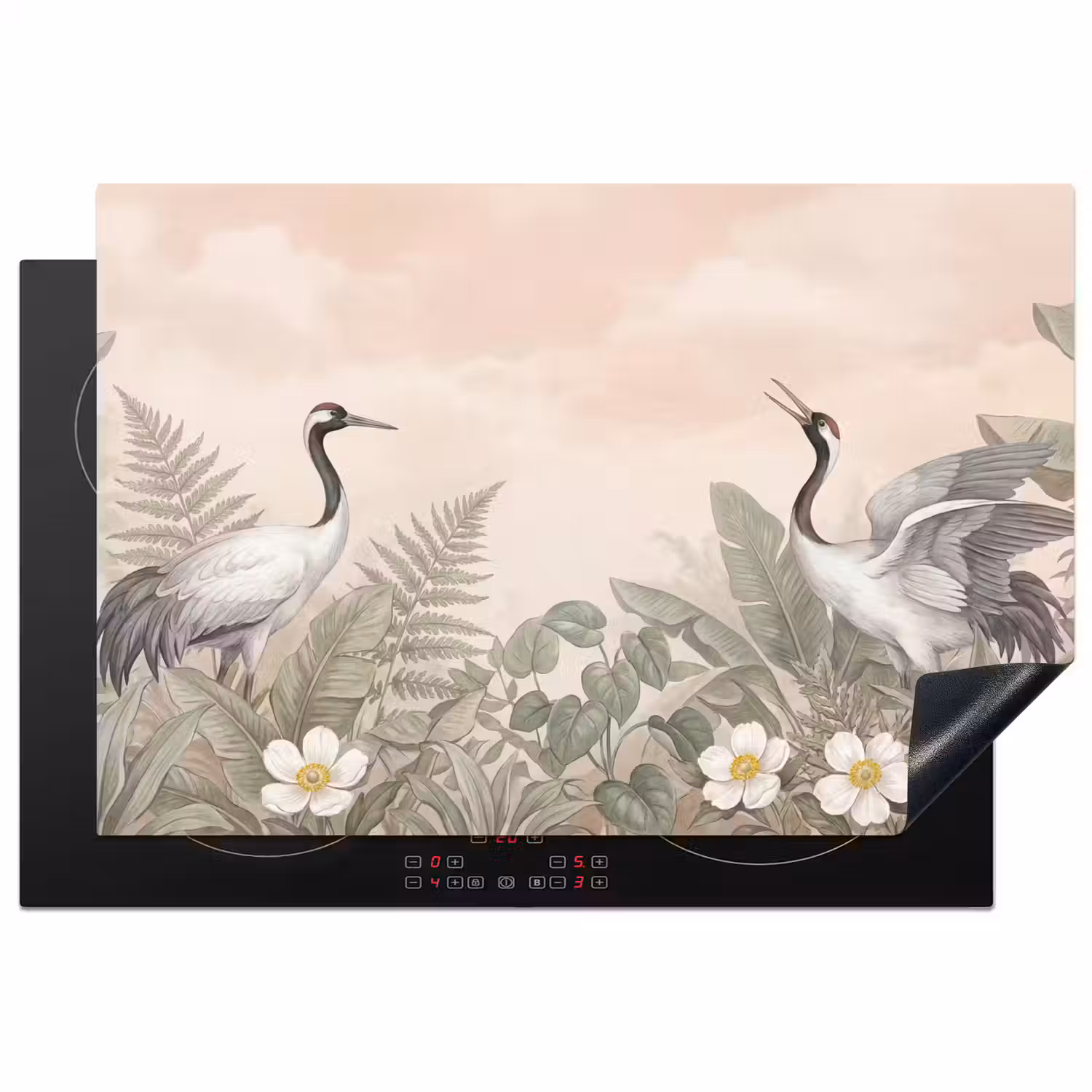 Kraanvogels - Natuur - Roze Inductie beschermer vinyl 3mm klein -3d