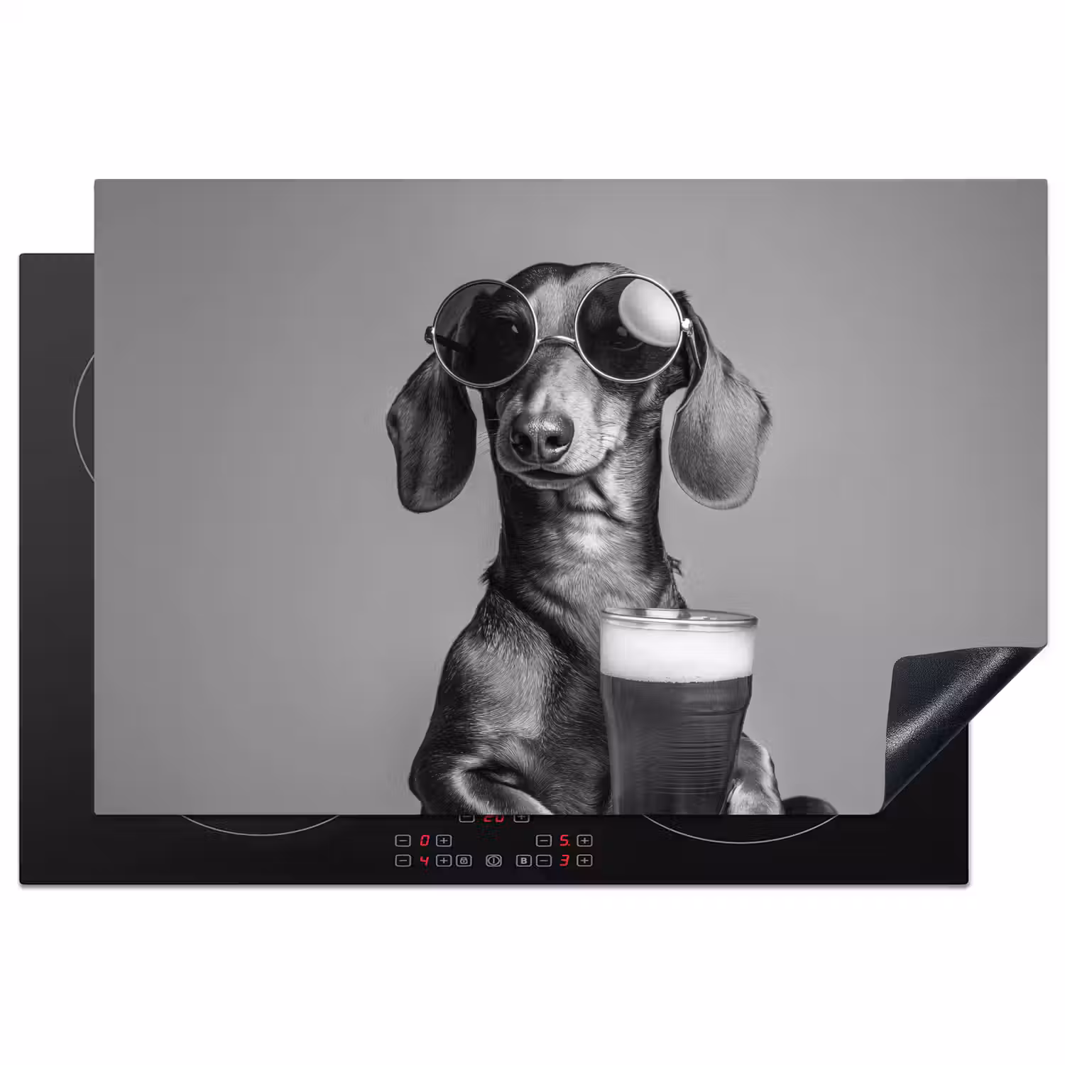 Teckel - Bier - Glas - Bril Inductie beschermer vinyl 3mm klein -3d