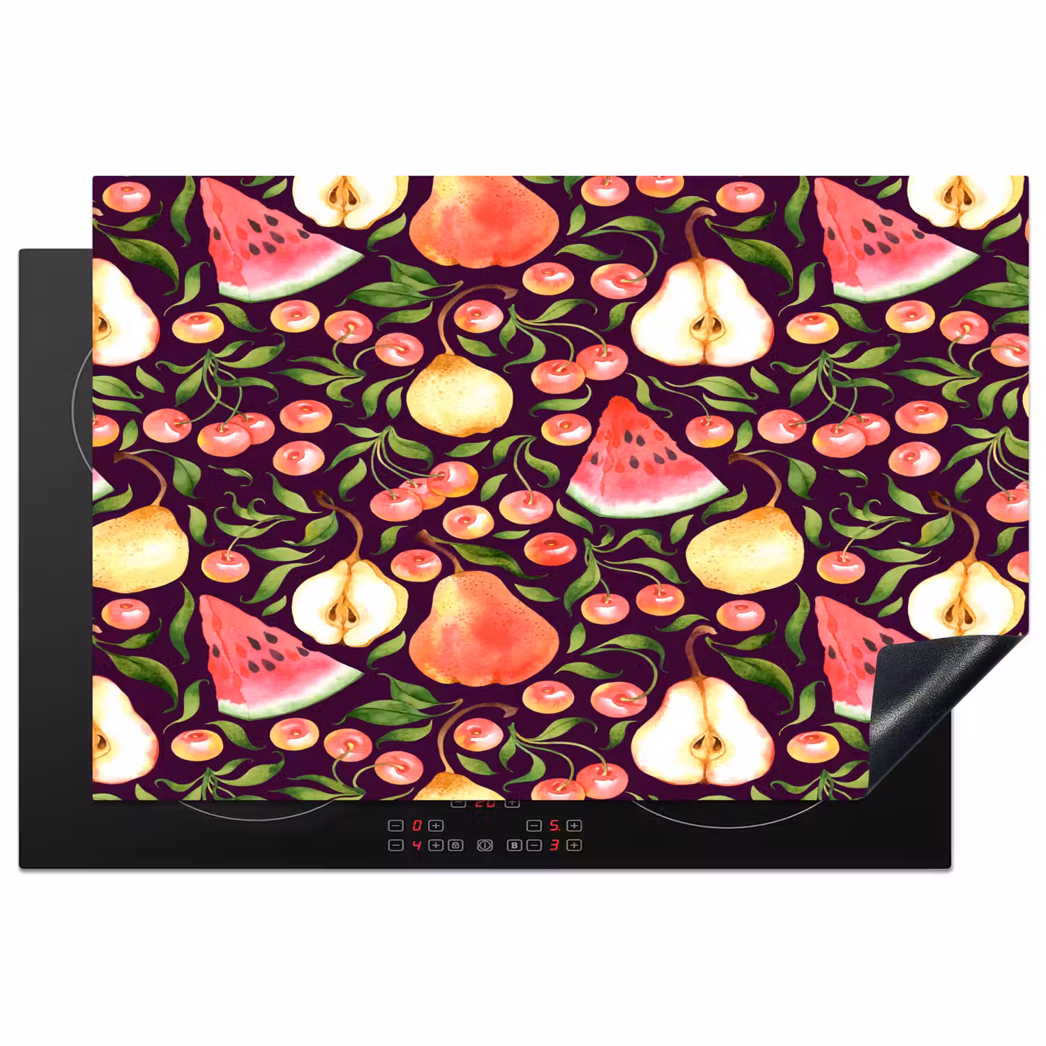 Donker - Bladeren - Fruit - Patroon Inductie beschermer vinyl 3mm klein 276 -3d