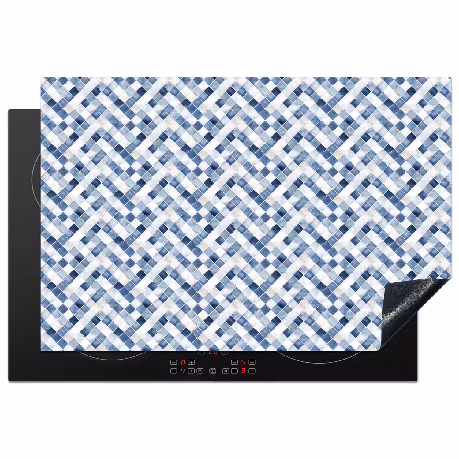 Chic - Diamant - Blauw - Wit Inductie beschermer vinyl 3mm klein 276 -3d