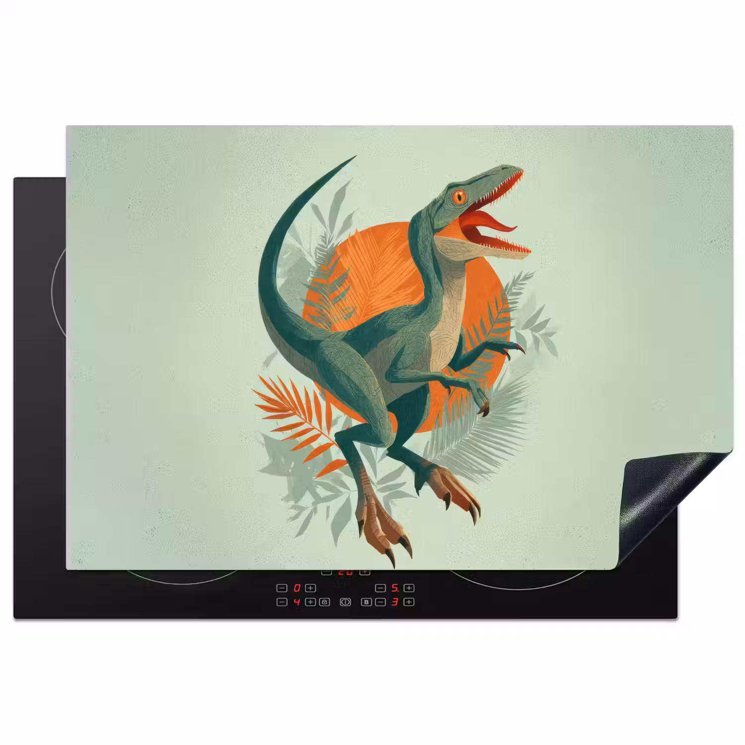 Dino - Bladeren - Grafisch - Groen Inductie beschermer vinyl 3mm klein -3d
