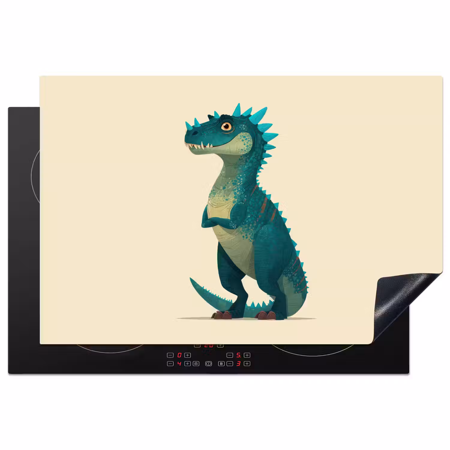 Dinosaurus - Turquoise - Stekels Inductie beschermer vinyl 3mm klein -3d