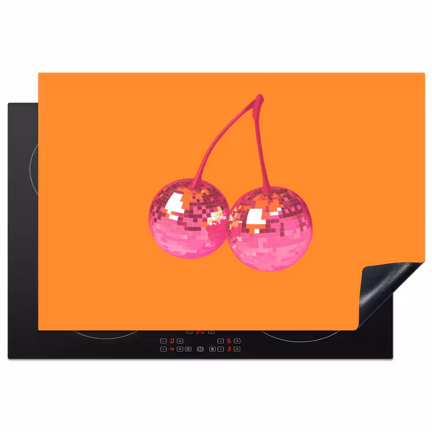 Discoballen - Kers - Spiegels - Roze Inductie beschermer vinyl 3mm klein -3d