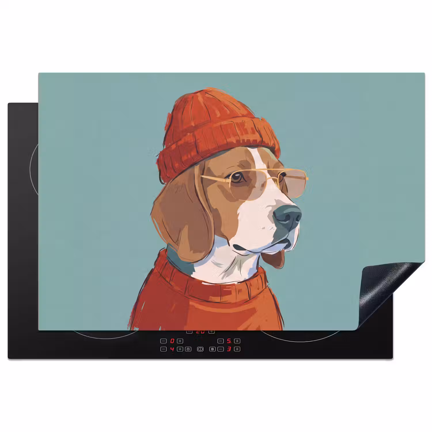 Hond - Beanie - Zonnebril - Dieren - Modern Inductie beschermer vinyl 3mm klein -3d