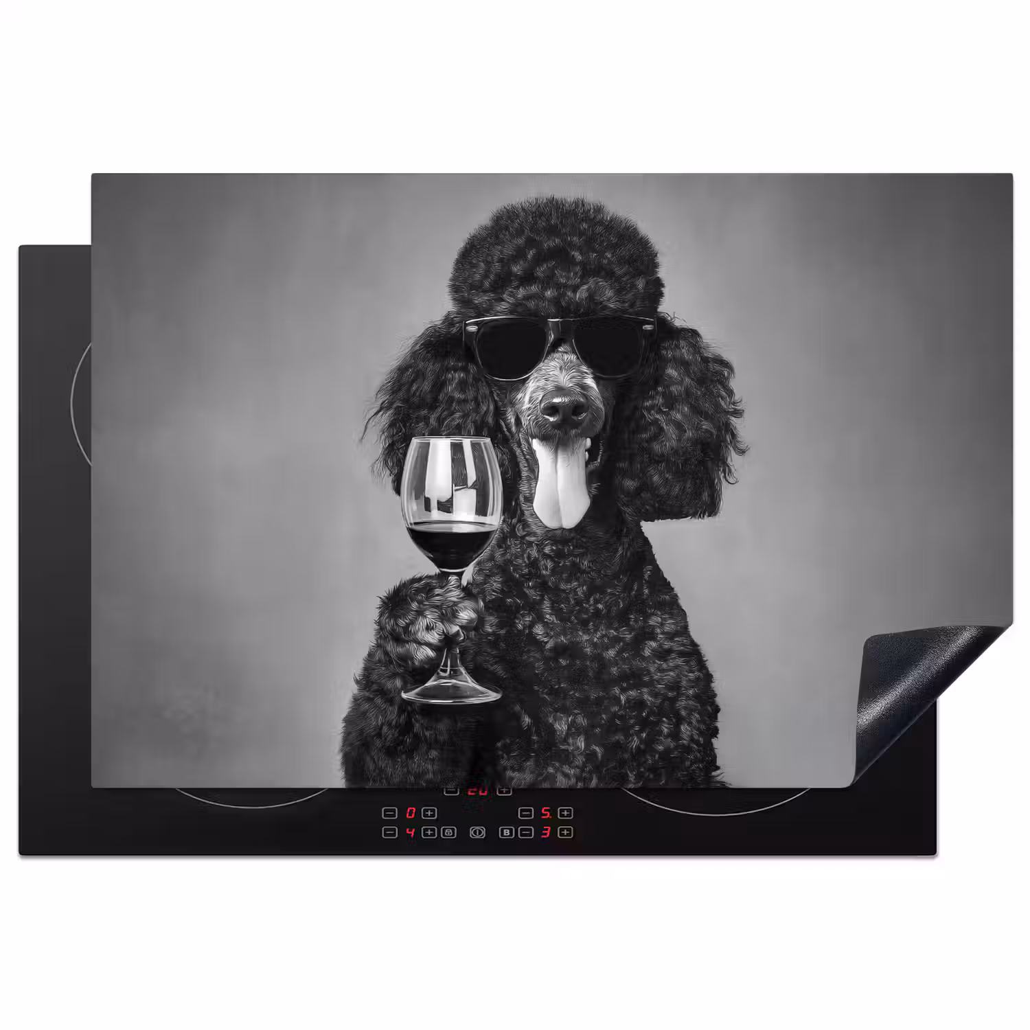 Hond - Krullen - Zonnebril - Wijn Inductie beschermer vinyl 3mm klein -3d