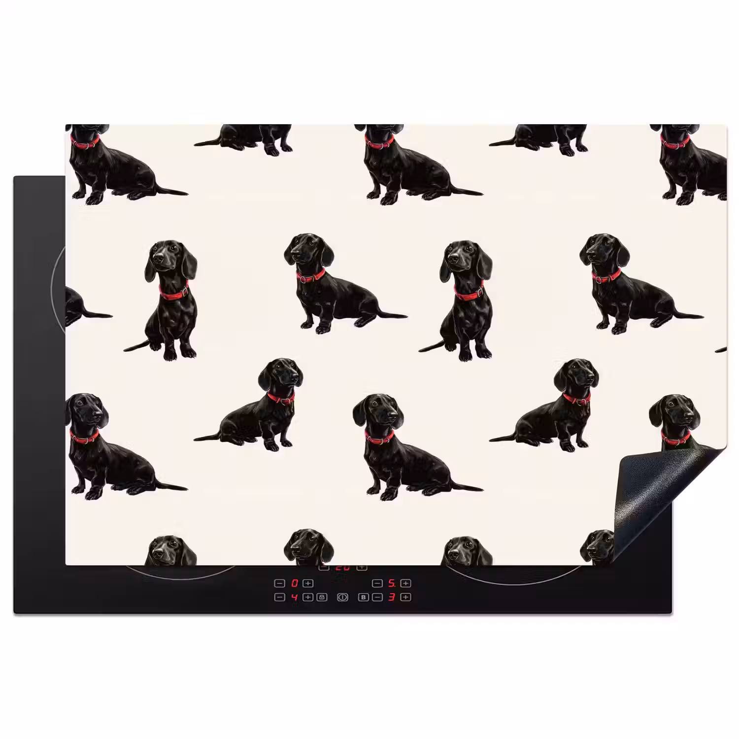 Hond - Patroon - Zwart Inductie beschermer vinyl 3mm klein 276 -3d