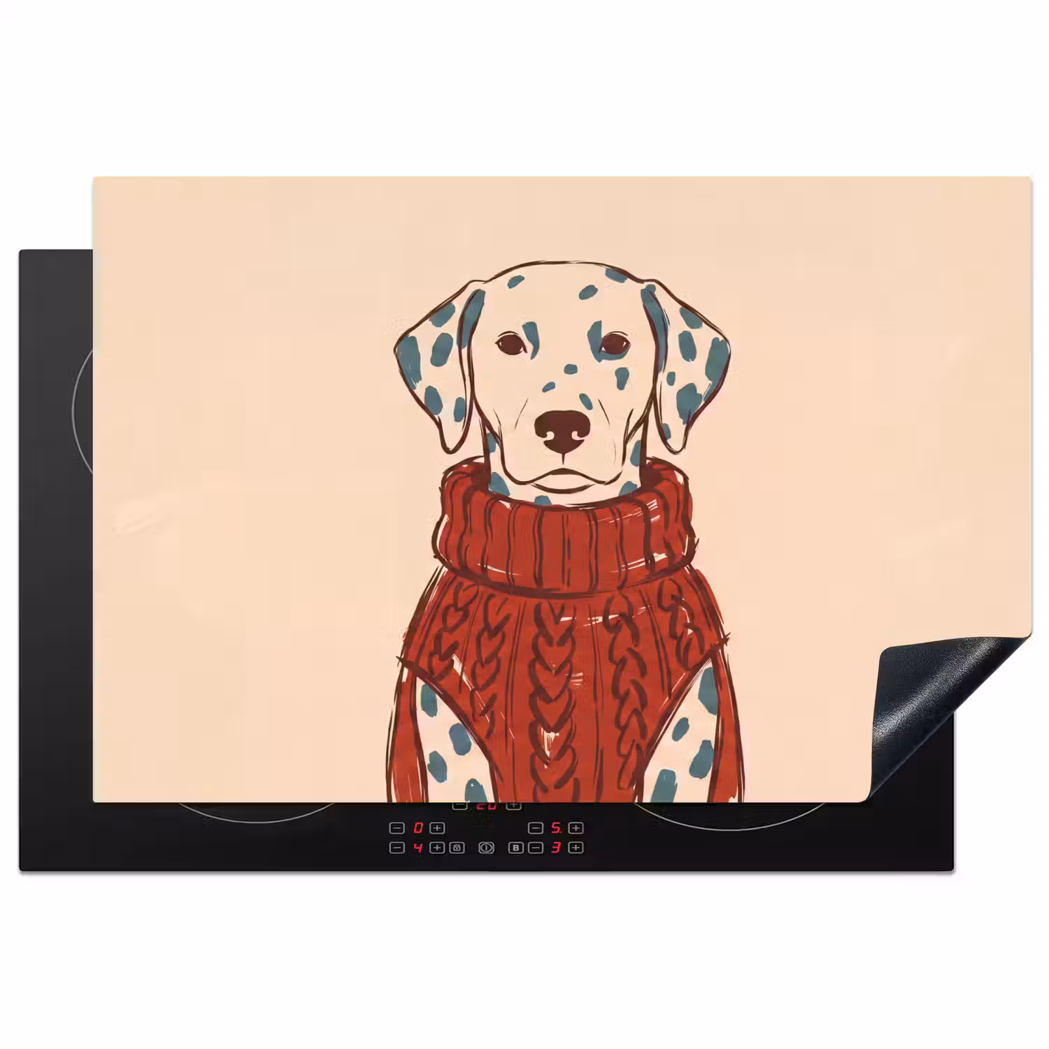 Hond - Trui - Winter - Dieren - Rood Inductie beschermer vinyl 3mm klein -3d