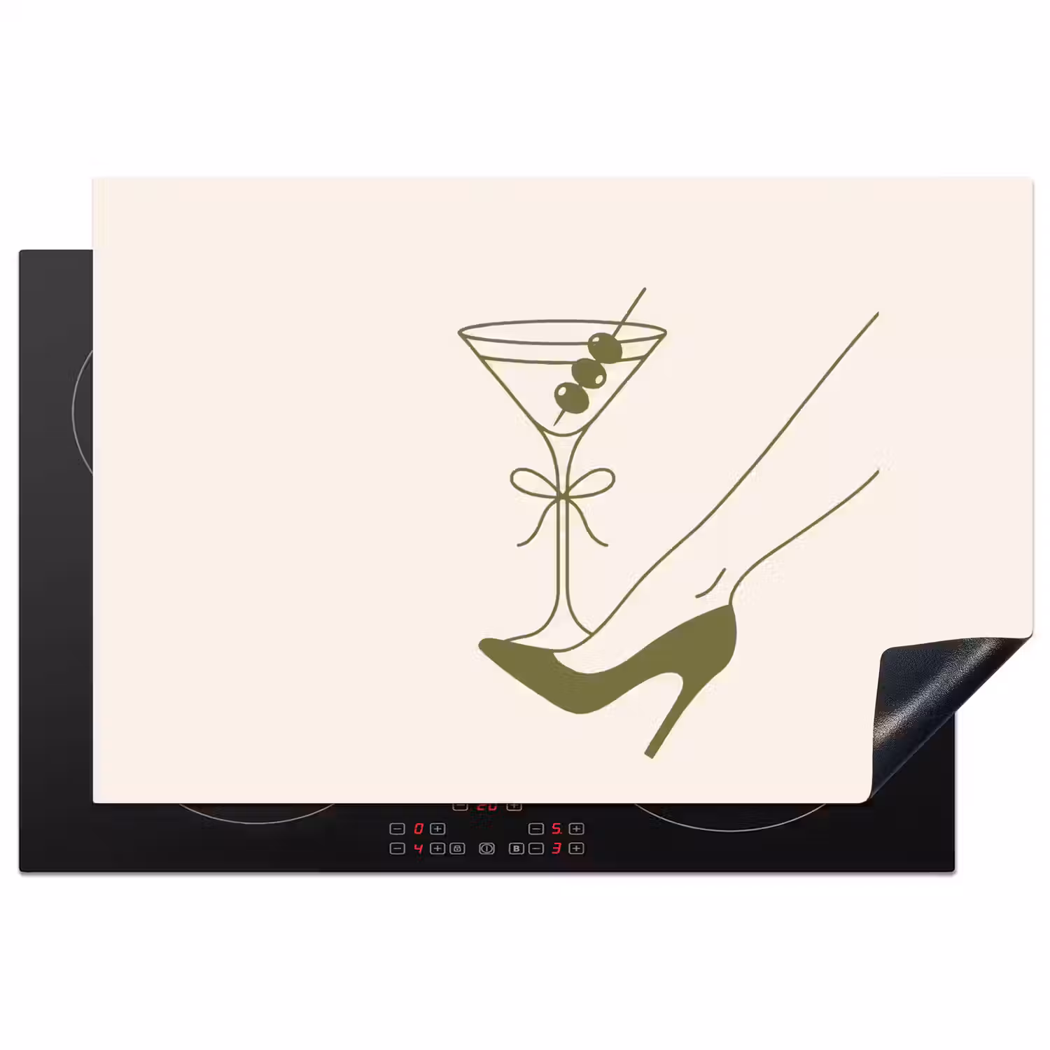 Drank - Martini - Hoge hak - Mode - Groen Inductie beschermer vinyl 3mm klein -3d