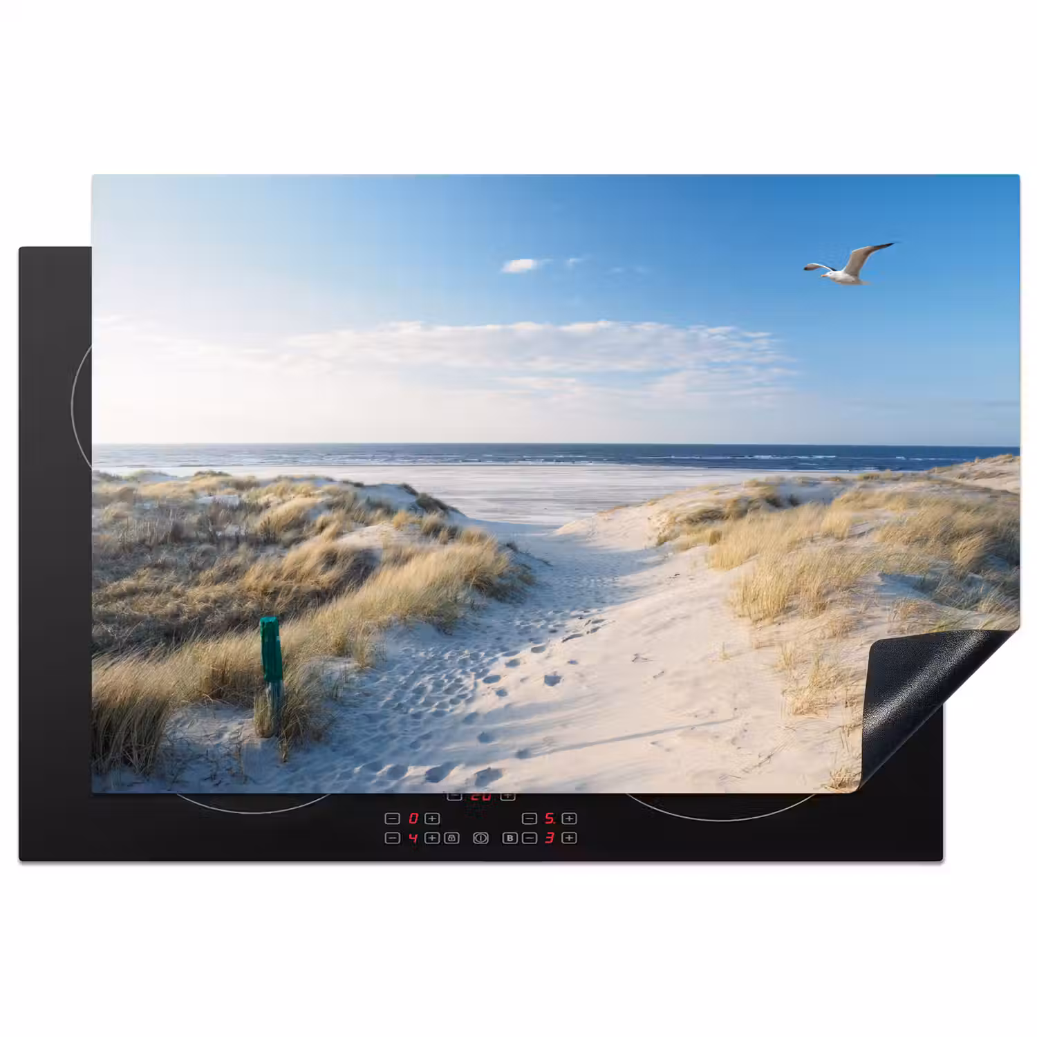 Duin - Meeuw - Strand - Zee - Zon Inductie beschermer vinyl 3mm klein -3d