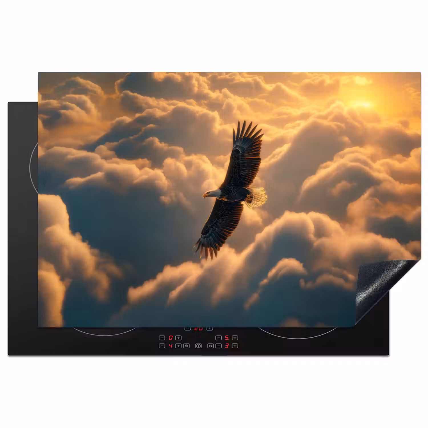 Adelaar - Wolken - Zon Inductie beschermer vinyl 3mm klein -3d