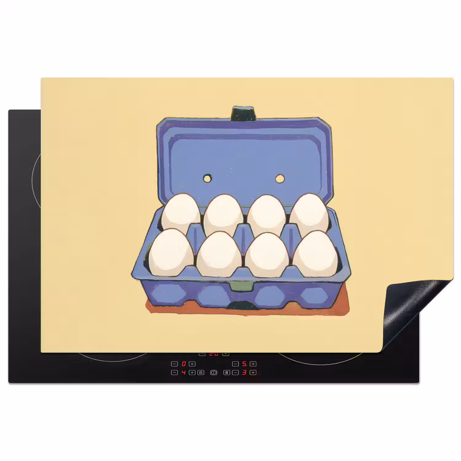 Eieren - Doos - Minimalistisch - Blauw Inductie beschermer vinyl 3mm klein -3d