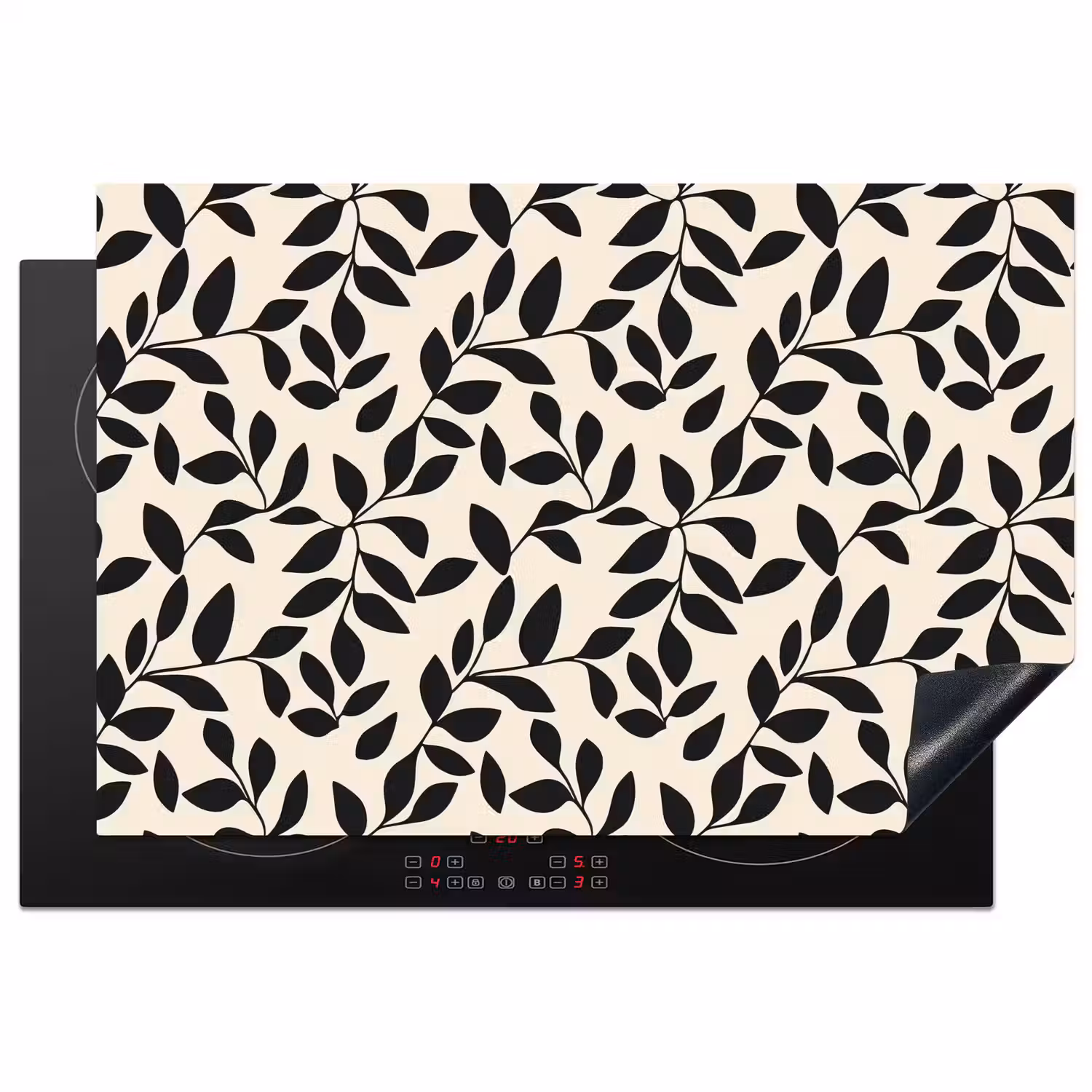 Elegant - Patroon - Zwart - Beige Inductie beschermer vinyl 3mm klein 276 -3d