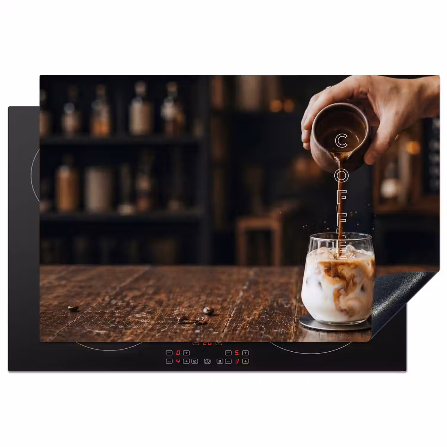 Espresso - Melk - Café Inductie beschermer vinyl 3mm klein -3d