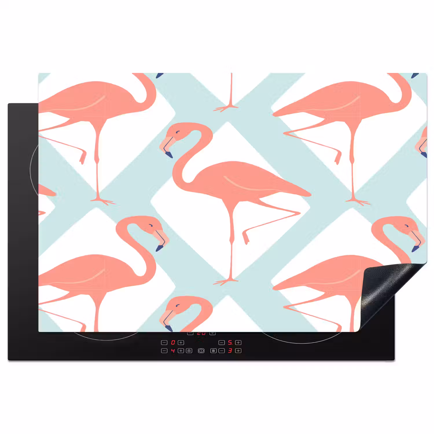 Flamingo - Mintgroen - Ruit Inductie beschermer vinyl 3mm klein 276 -3d